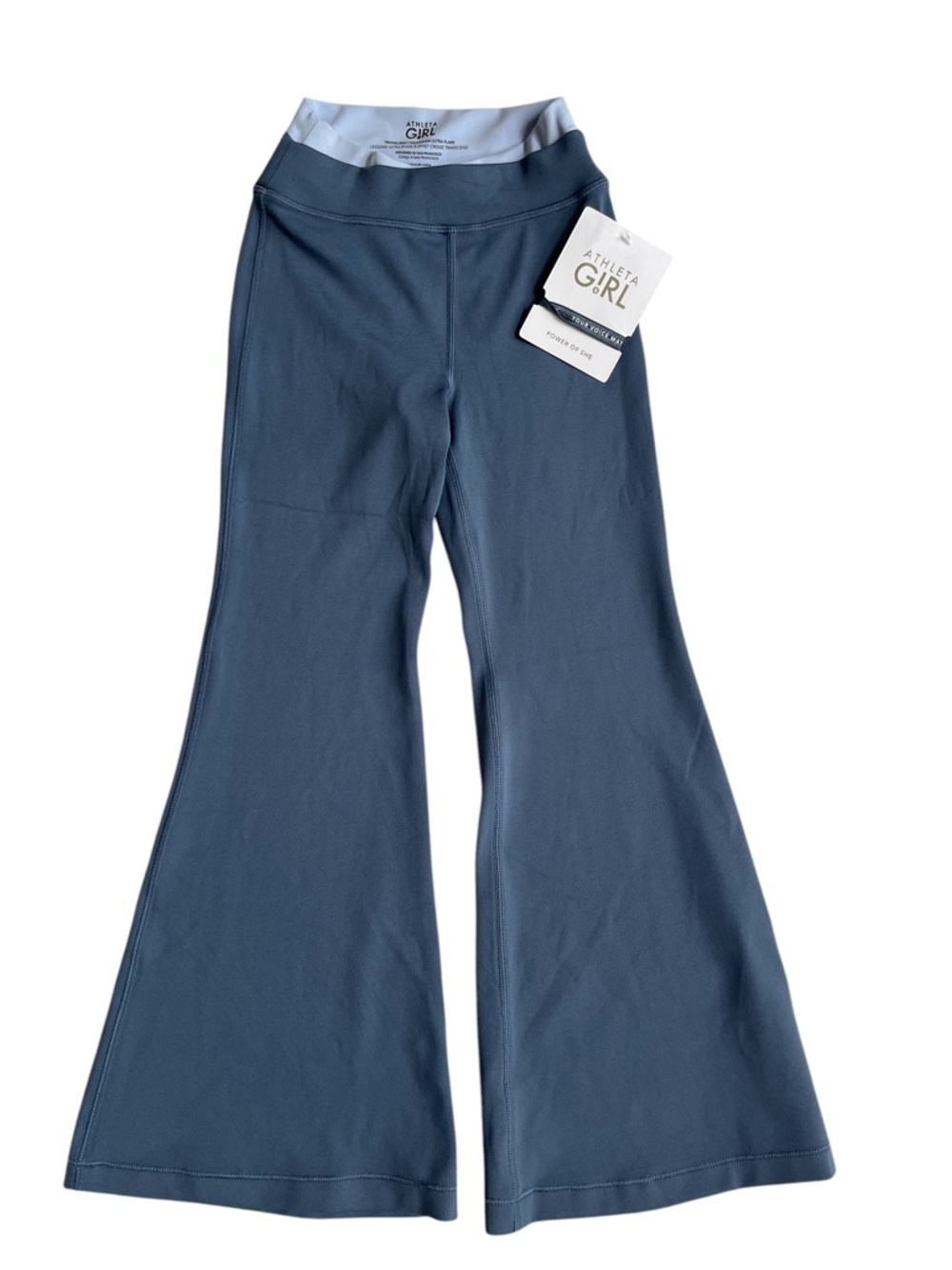 Athleta Girl Transcend Crossover Ultra Flare Leggings Girl’s XS 6 Gray Blue New
